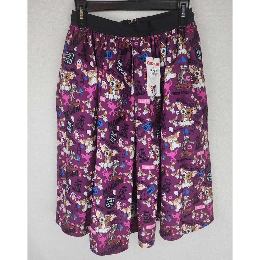 Unique Vintage Skirt Womens 4 Gremlins Movie Mogwai Gizmo Fun Kidcore Swing
